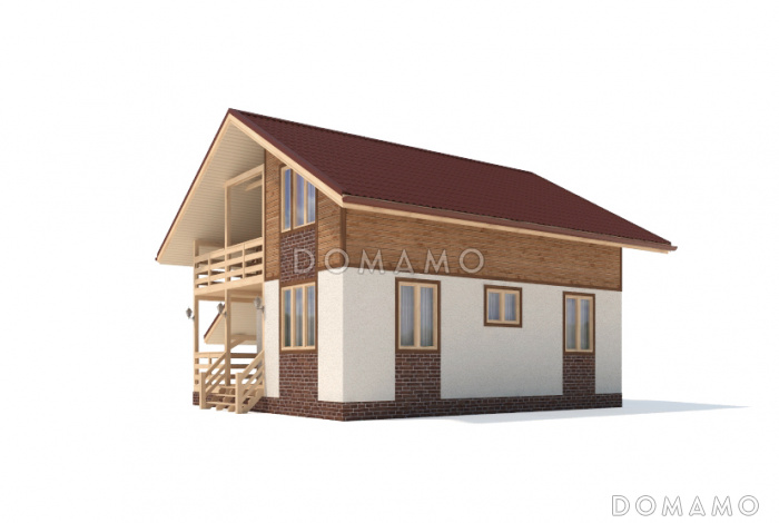 Проект  дома из клееного бруса с спальней на первом этаже