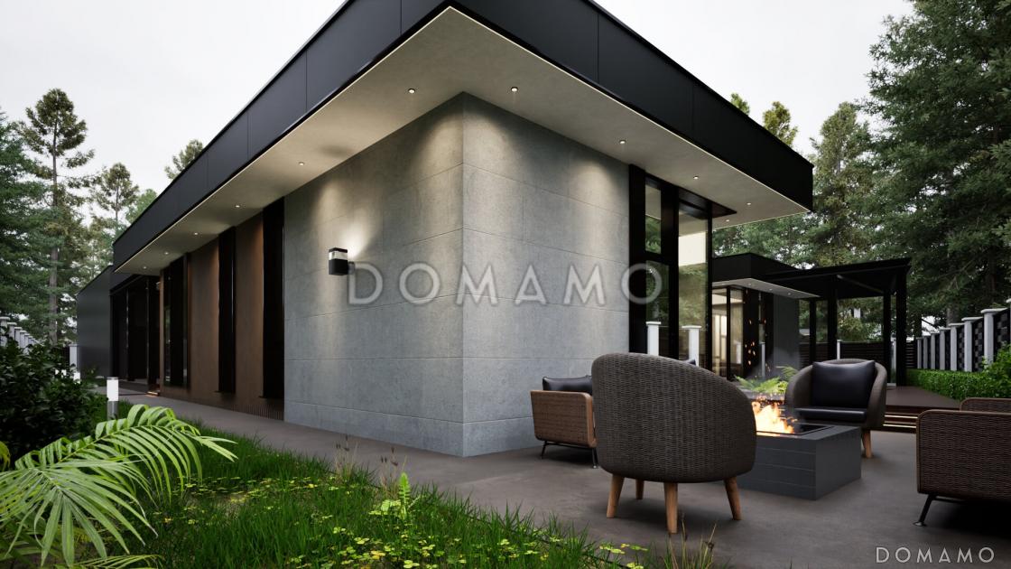 Проект одноэтажного дома с зоной барбекю, сауной и гаражом / 6