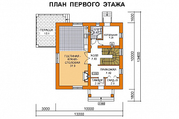 Проект дома из пеноблоков до 150 кв.м / План 1 этажа Проект дома из пеноблоков до 150 кв.м / План 1 этажа