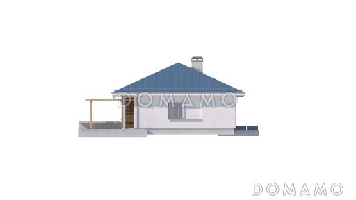 Проект практичного одноэтажного дома из газобетона с двумя частично крытыми террасами / Фасад 1