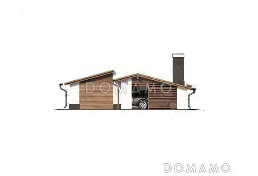 Крытый гараж на одну машину с навесом на два автомобиля, сауной и мастерской / Фасад 2