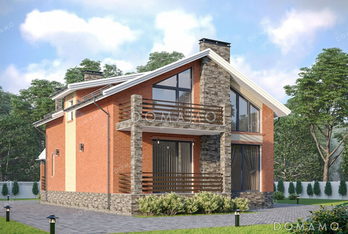 Проект дома с панорамными окнами, вторым светом и четырьмя спальнями Проект дома с панорамными окнами, вторым светом и четырьмя спальнями