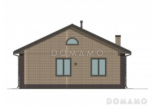 Проект компактного одноэтажного дома из газобетона с 3 спальнями, котельной и постирочной / Фасад 3