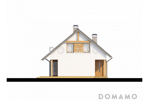Проект одноэтажного мансардного дома из газобетона с тремя комнатами и кабинетом / Фасад 3