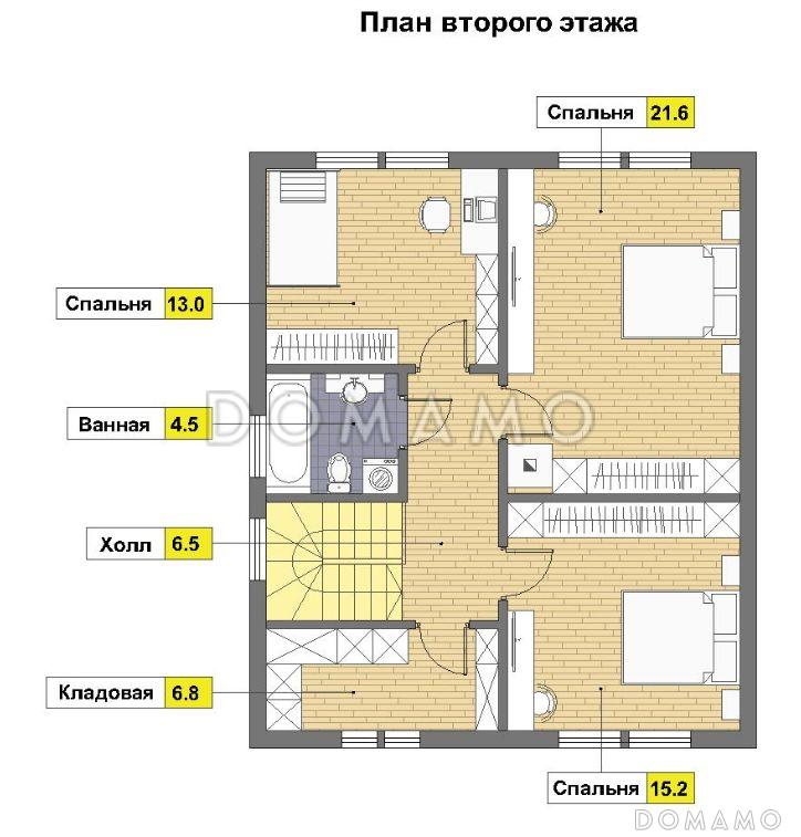 Проект кирпичного дома с санузлом на первом и на втором этаже / План мансардного этажа