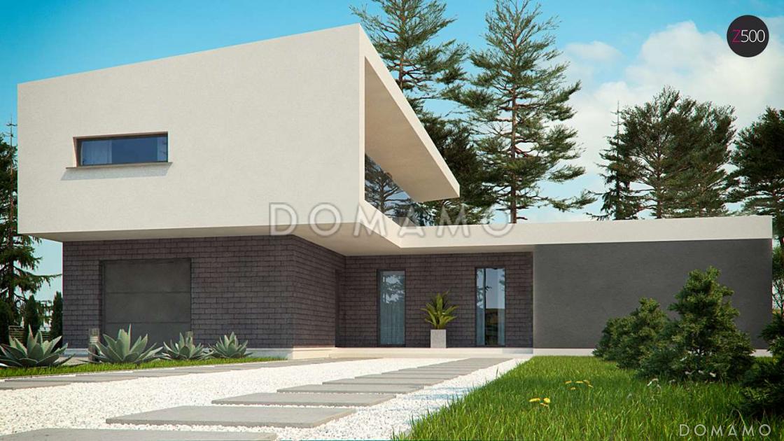 Проект современного двухэтажного дома из кирпича с плоской крышей, четырьмя комнатами и одноместным гаражом / 9