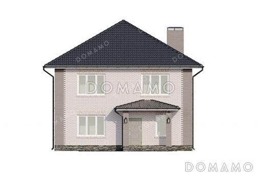 Проект двухэтажного дома с пятью комнатами и совмещенной кухней-гостиной / Фасад 3