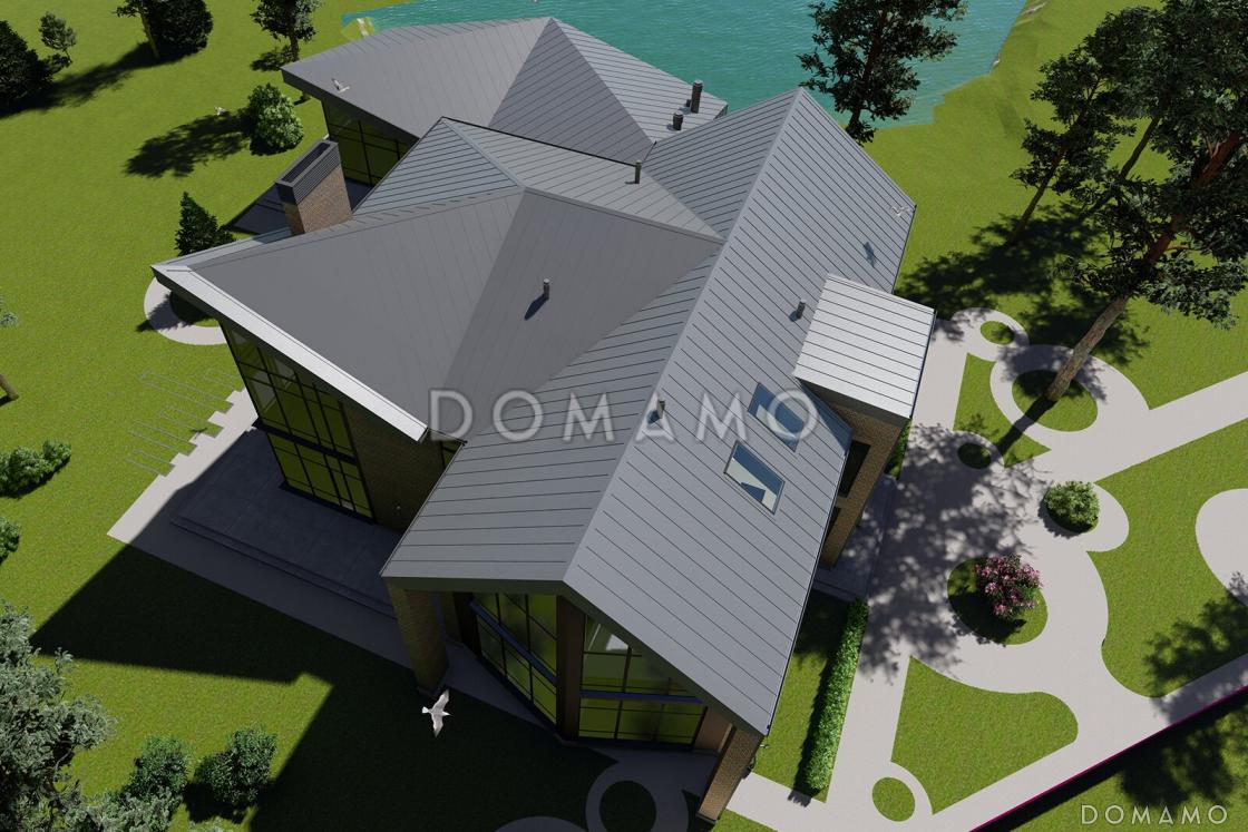 Проект современного каркасного дома с винным погребом, сауной и террасой барбекю / 9