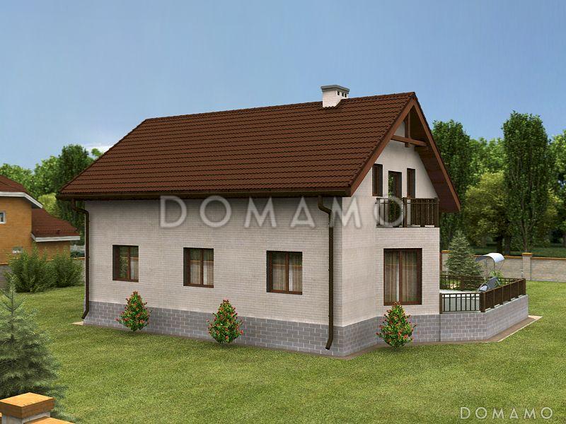 Проект дома с треугольным эркером и гаражом на одну машину / 8