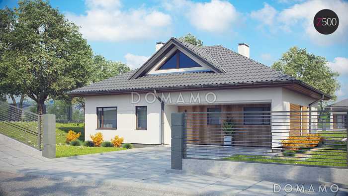 Проект одноэтажного дома из газобетона с тремя спальнями и треугольным окном на чердаке с изменениями в планировке Проект одноэтажного дома из газобетона с тремя спальнями и треугольным окном на чердаке с изменениями в планировке