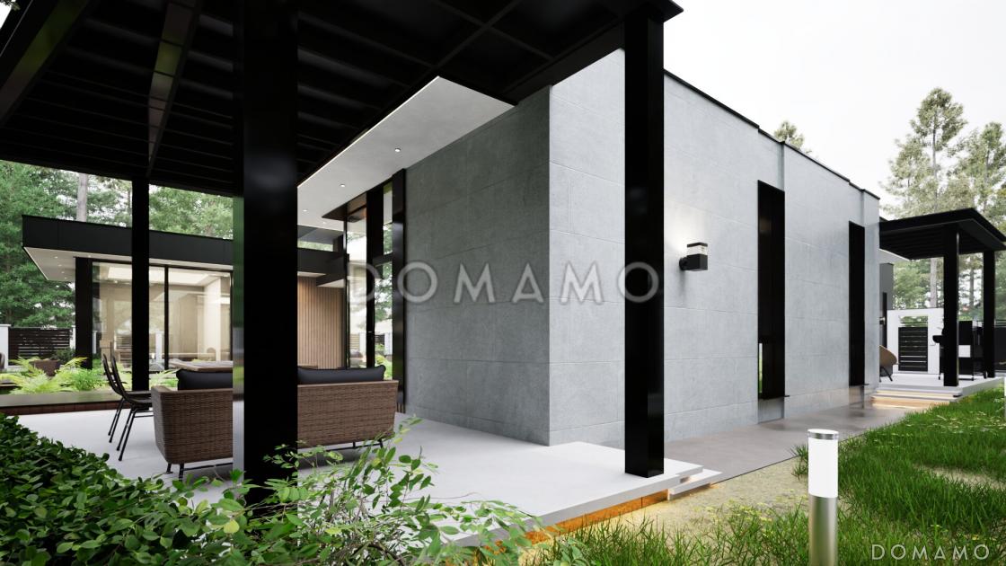 Проект одноэтажного дома с зоной барбекю, сауной и гаражом / 4