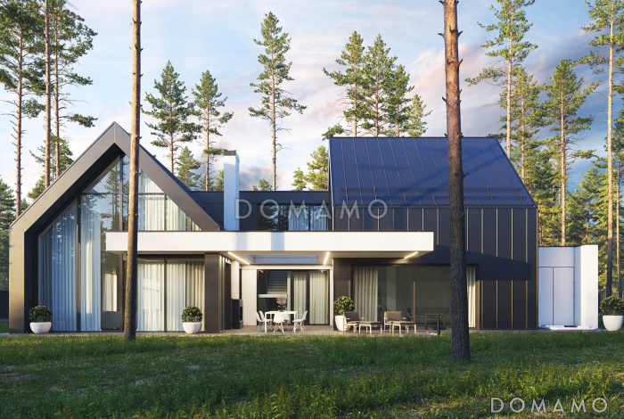 Проект сблокированного дома с спа-зоной, джакузи под открытым небом, просторной гостиной-столовой Проект сблокированного дома с спа-зоной, джакузи под открытым небом, просторной гостиной-столовой