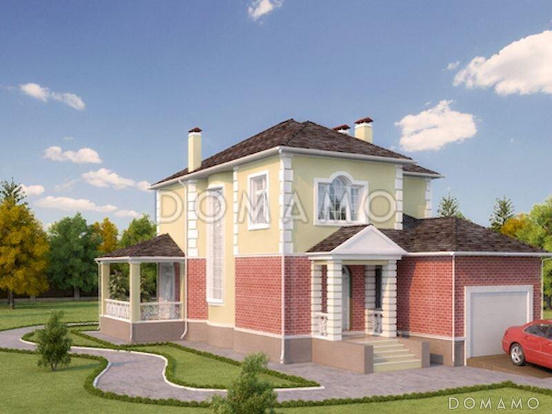 Проект двухэтажного дома с угловой террасой с выходом из гостиной / 12