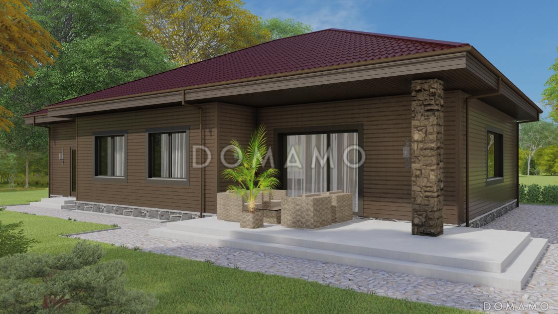 Проект одноэтажного дома с пристроенным гаражом и крытой террасой / 4