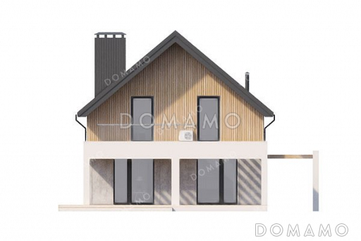 Проект дома с просторной террасой и мансардой / Фасад 3