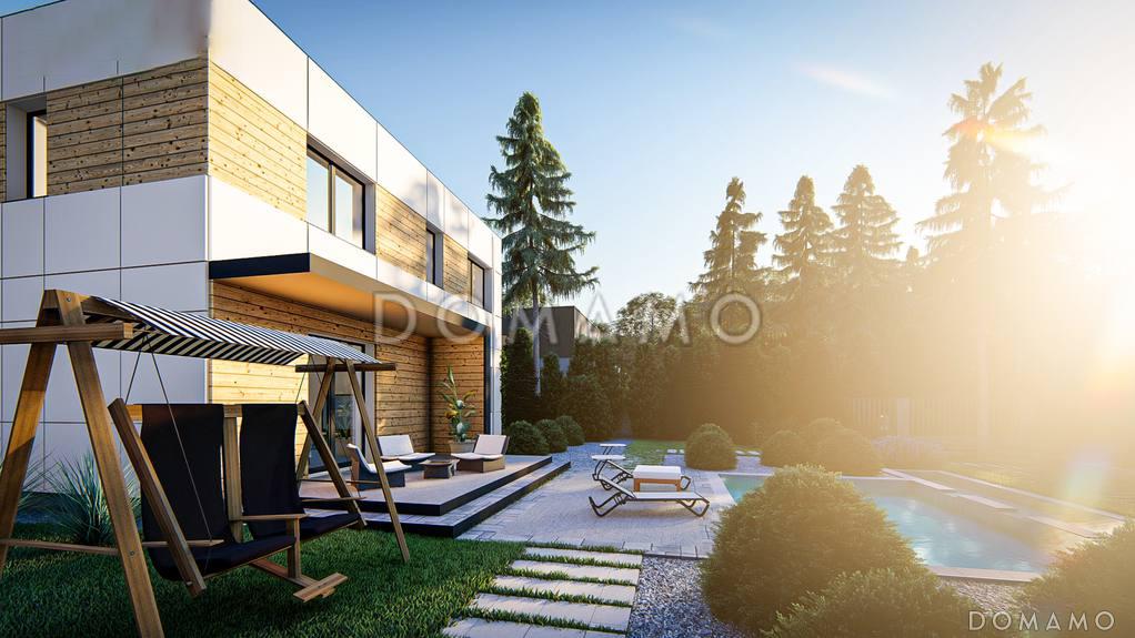 Проект двухэтажного дома с функциональной планировкой, террасой, комнатой на первом этаже, санузлом под лестницей / 4