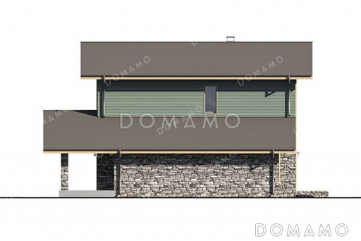Проект двухэтажного дома с гаражом, террасой и тремя спальнями / Фасад 1