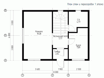 Каркасный дом "Южный" / План 1 этажа Каркасный дом "Южный" / План 1 этажа