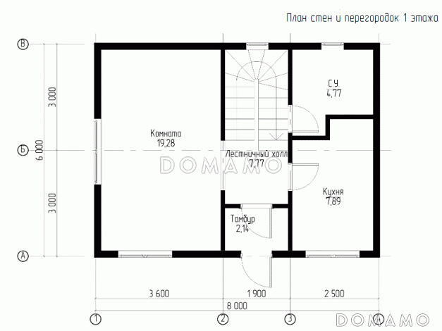 Каркасный дом "Южный" / План 1 этажа Каркасный дом "Южный" / План 1 этажа