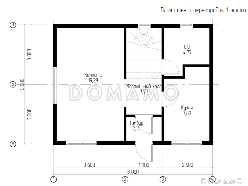 Каркасный дом "Южный" / План 1 этажа