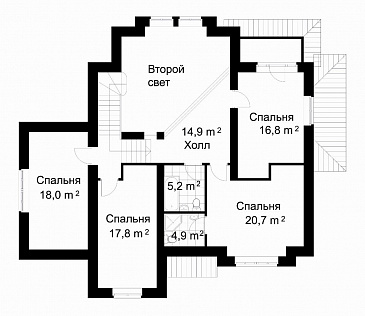 Проект коттеджа с билиардной и вторым светом / План мансардного этажа Проект коттеджа с билиардной и вторым светом / План мансардного этажа