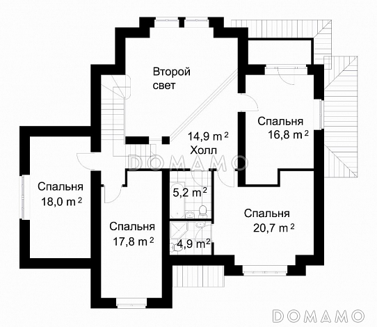 Проект коттеджа с билиардной и вторым светом / План мансардного этажа Проект коттеджа с билиардной и вторым светом / План мансардного этажа