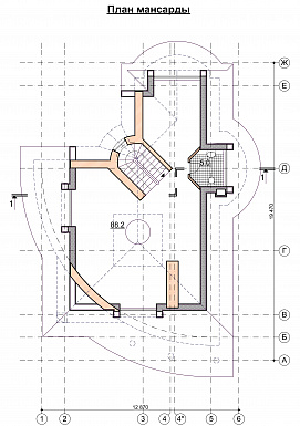 Проект современного дома с мансардным и цокольным этажом / План мансардного этажа Проект современного дома с мансардным и цокольным этажом / План мансардного этажа