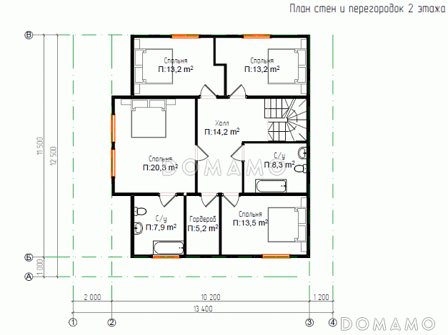 Каркасный дом "Лангсдорф" / План 2 этажа