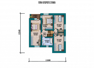 Проект одноэтажного дома с мансардой и гаражом на два автомобиля / План мансардного этажа Проект одноэтажного дома с мансардой и гаражом на два автомобиля / План мансардного этажа