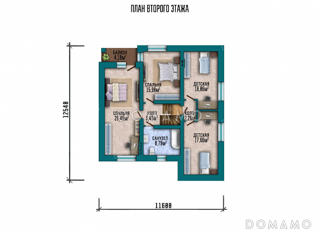 Проект одноэтажного дома с мансардой и гаражом на два автомобиля / План мансардного этажа Проект одноэтажного дома с мансардой и гаражом на два автомобиля / План мансардного этажа