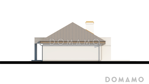 Проект одноэтажного дома из газобетона с прямоугольным эркером в современном архитектурном исполнении и со встроенным гаражом / Фасад 3