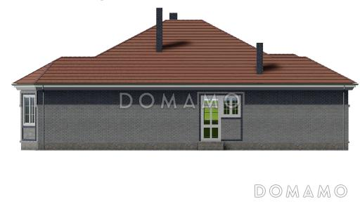 Проект одноэтажного дома с двумя эркерами и подвалом / Фасад 2