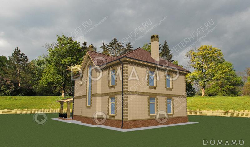 Проект коттеджа с гаражом и навесом для машины / 3