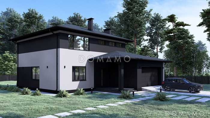 Проект стильного дома с гаражом на две машины S-216
