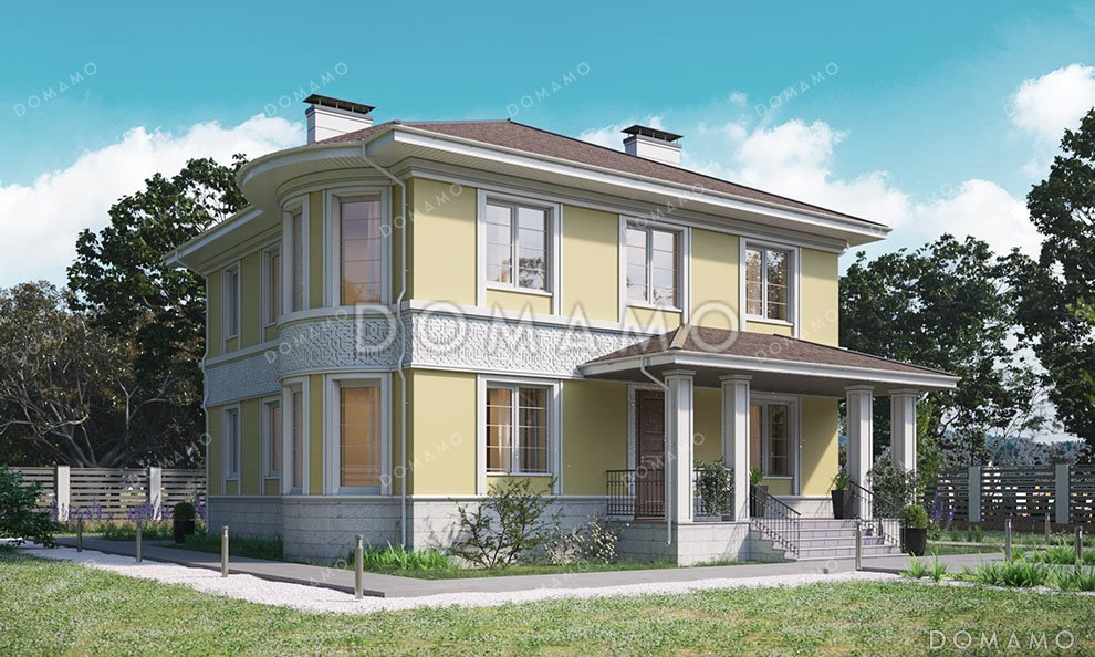 Проект двухэтажного дома с застекленной верандой / 1