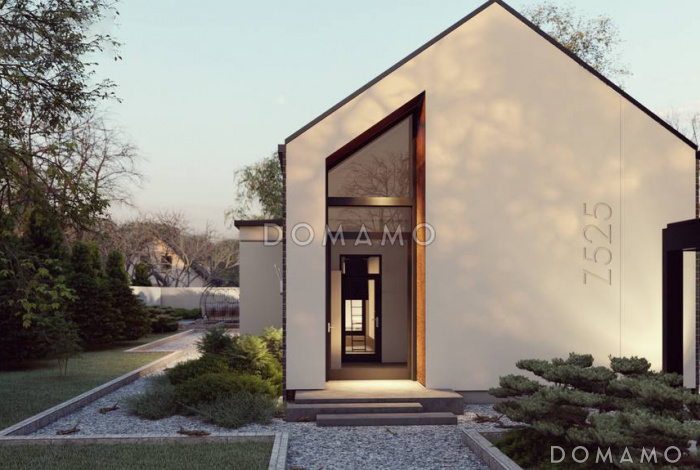 Проект эргономичного загородного дома с террасами, двумя санузлами, объединенной кухней и гостиной Проект эргономичного загородного дома с террасами, двумя санузлами, объединенной кухней и гостиной