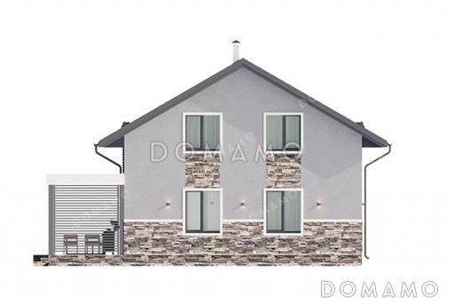 Проект дома с мастер-спальней, крытой и открытой террасами и балконом / Фасад 3