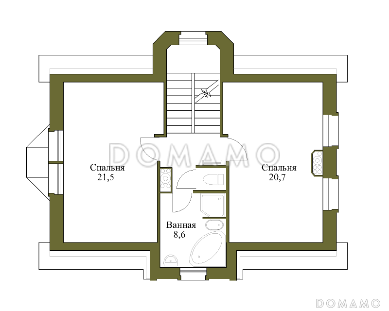 Проект коттеджа с парадным входом из газобетона / План мансардного этажа