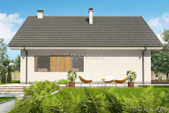 Проект одноэтажного мансардного дома из кирпича с четырьмя спальнями, гаражом и балконом