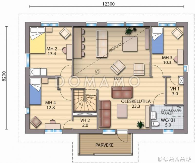 Проект двухэтажного дома с уютным небольшим кабинетом на первом этаже / План 2 этажа