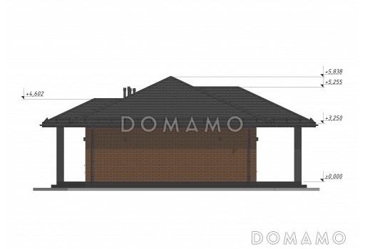Проект одноэтажного дома c облицовкой кирпичом S-106 / Фасад 2