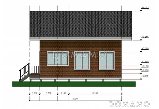 Каркасный дом для двух человек SK-56 / Фасад 3