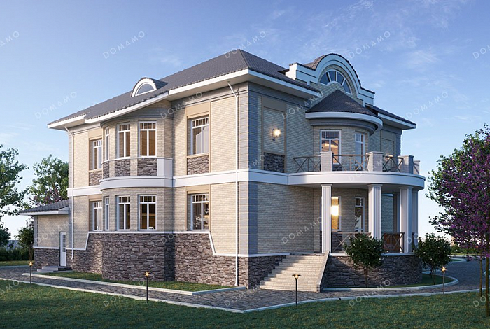 Проект дома с мансардой и гаражом на два авто