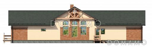 Проект большого одноэтажного дома с обширной террасой и приватной хозяйской территорией / Фасад 1