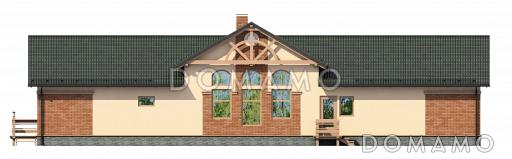 Проект большого одноэтажного дома с обширной террасой и приватной хозяйской территорией / Фасад 1