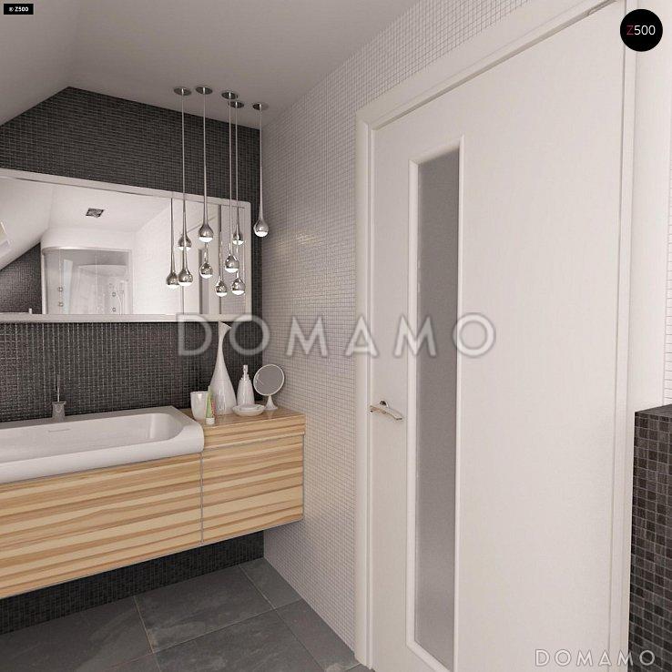 Проект одноэтажного мансардного дома из газобетона с кабинетом, тремя спальнями и эркером в гостиной / 5