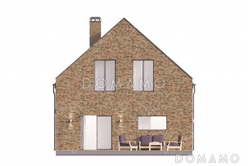 Проект одноэтажного дома с мансардой и террасой / Фасад 1