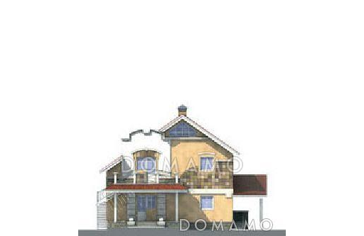 Проект дома из пеноблоков с элементами модерна, рациональной планировкой, большой гостиной на первом этаже / Фасад 3