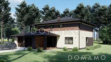 Проект современного дома с гаражом на две машины S-227