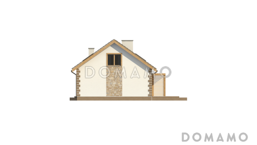 Проект одноэтажного мансардного дома из кирпича классической формы и планировки, с пятью комнатами / Фасад 4
